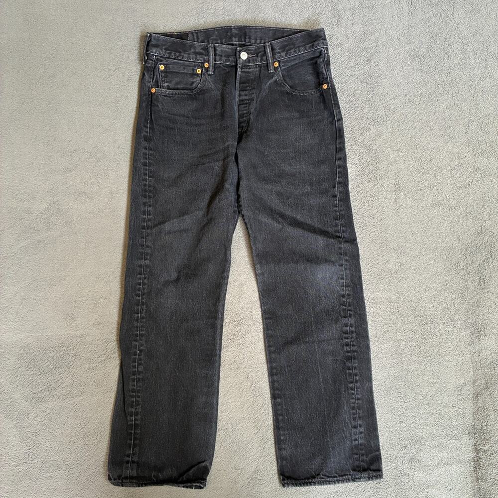 Levi's 501 Original Faded Black Button Fly Straight Leg Fit Jeans Men's Sz 33x30